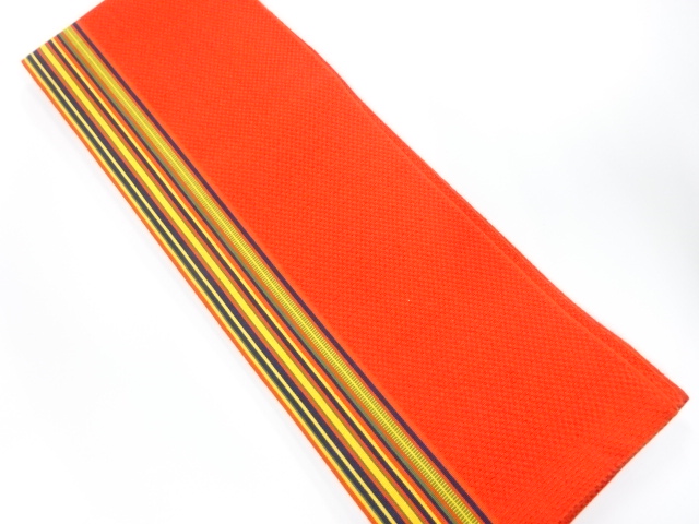 縞模様織り出し　半幅帯